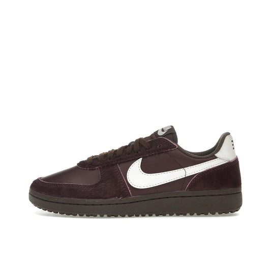 Nike Field General ’82 Burgundy Crush, side view, with pony hair upper and deep red tones.