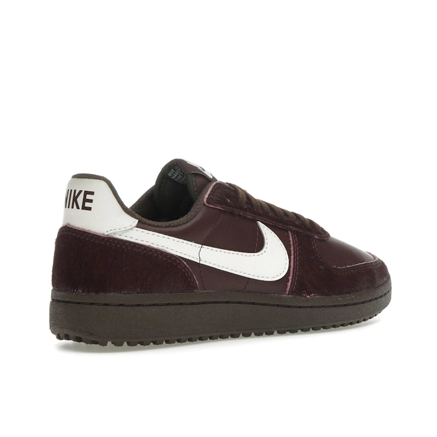 Nike Field General ’82 Burgundy Crush, back view, with pony hair upper and deep red tones.
