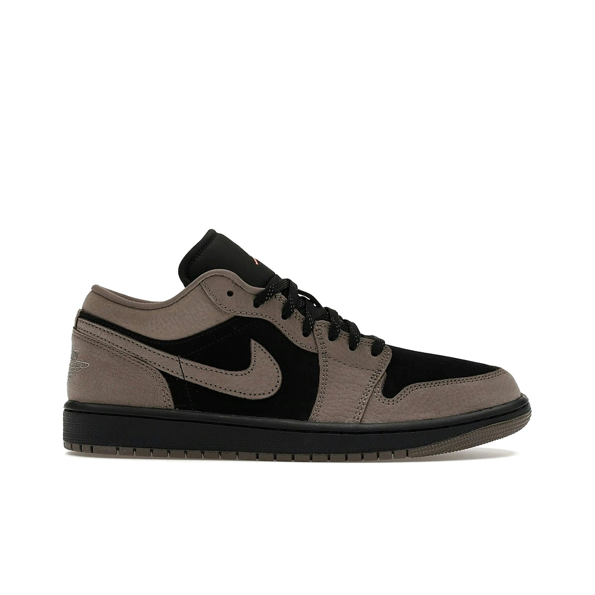 Nike Jordan 1 Low SE Olive Grey in Black, Light Wild Mango, Olive Grey leather