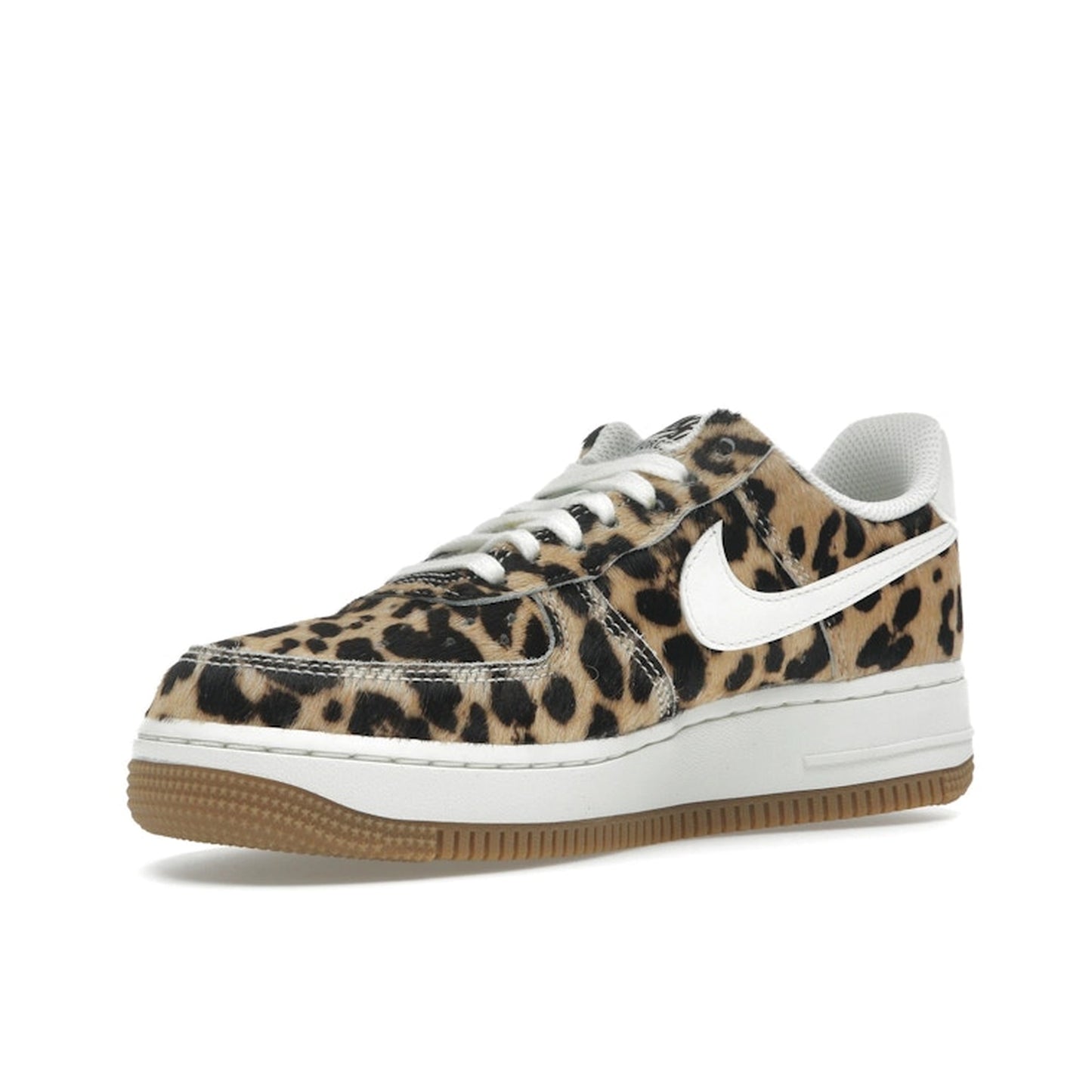 Nike Air Force 1 Low Cheetah, front view, textured suede with safari-inspired pattern.