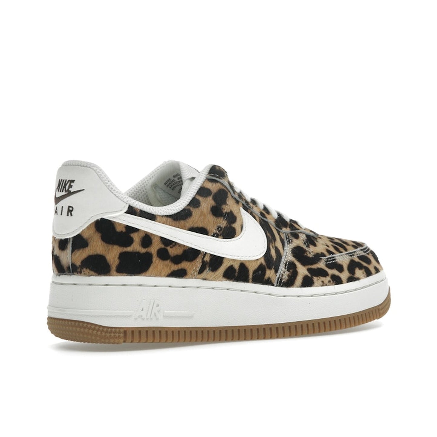 Nike Air Force 1 Low Cheetah, back view, textured suede with safari-inspired pattern.