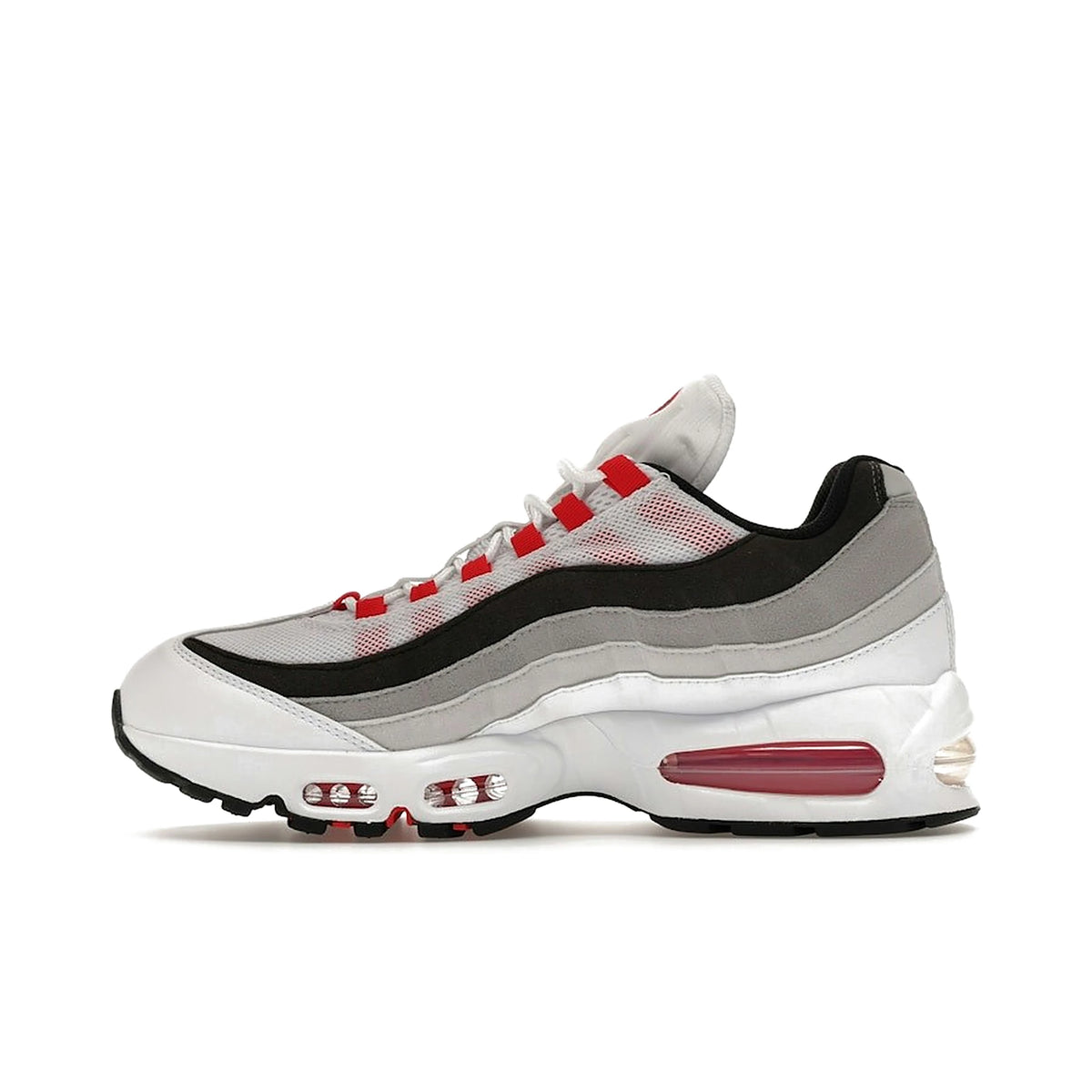 Nike Air Max 95 OG Big Bubble in white, comet red, grey, black leather – image 3 of 4