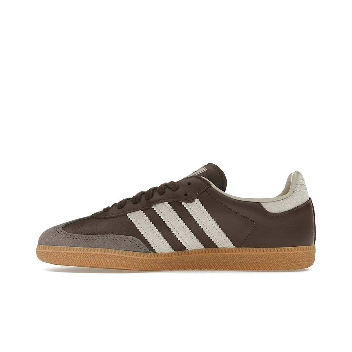 adidas Samba OG brown and putty grey suede sneaker with gold metallic accents – image 3 of 4