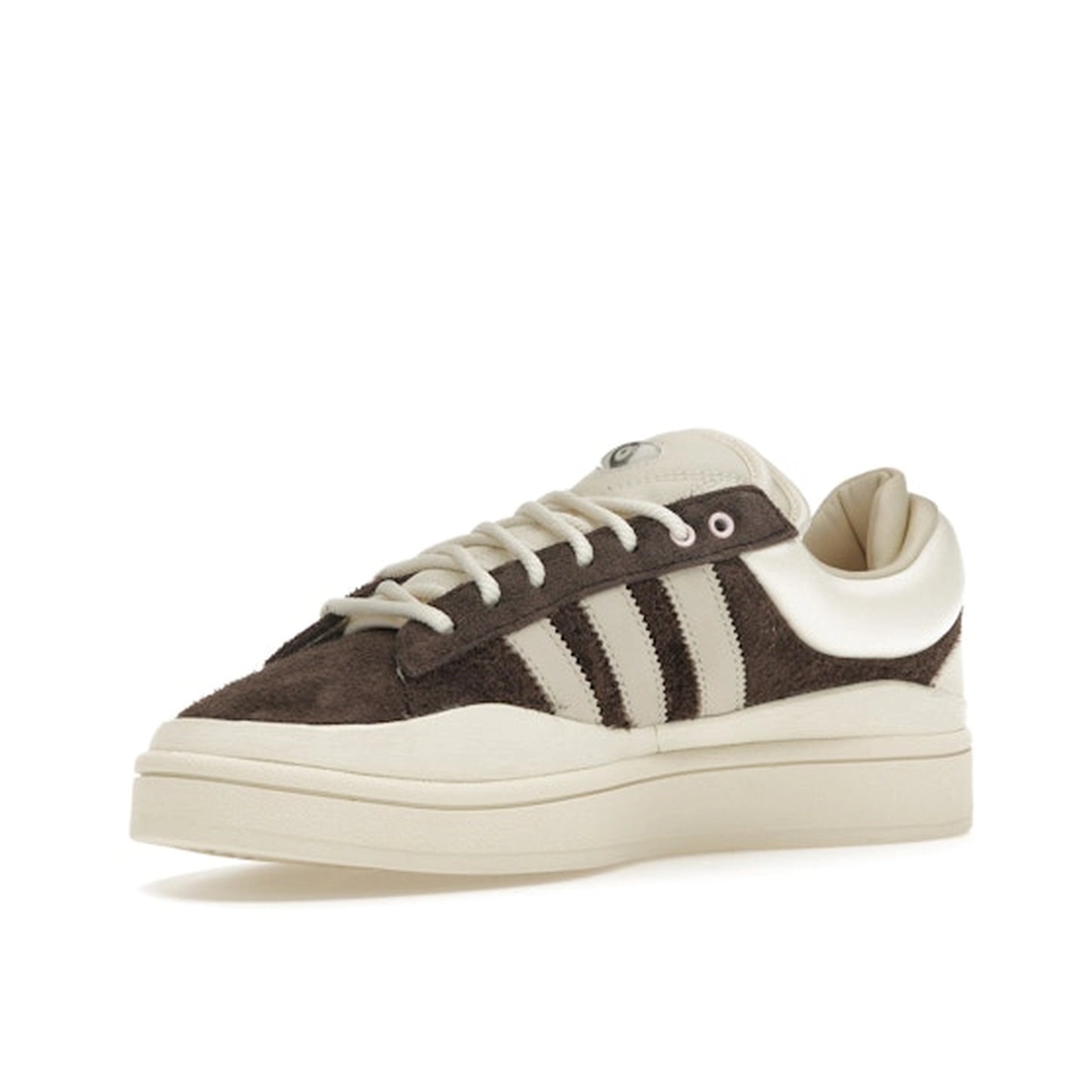 Adidas Campus Bad Bunny The Last Campus sneakers, front view, model ID2534, in brown with white and cream details.