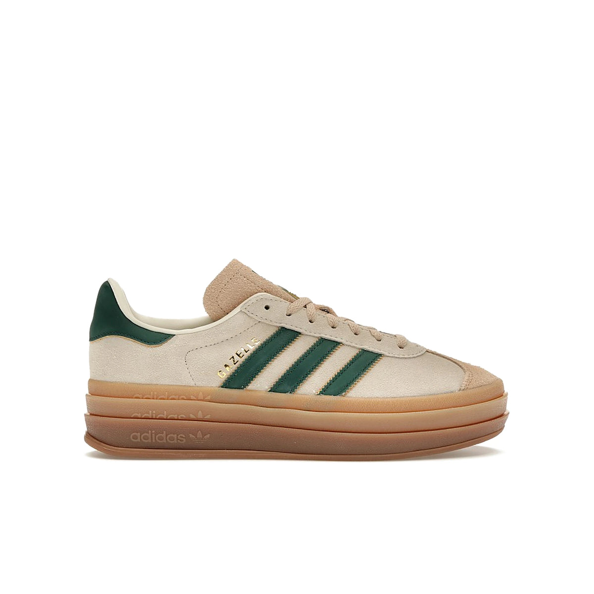adidas Gazelle Bold sneakers in cream white, collegiate green and magic beige suede