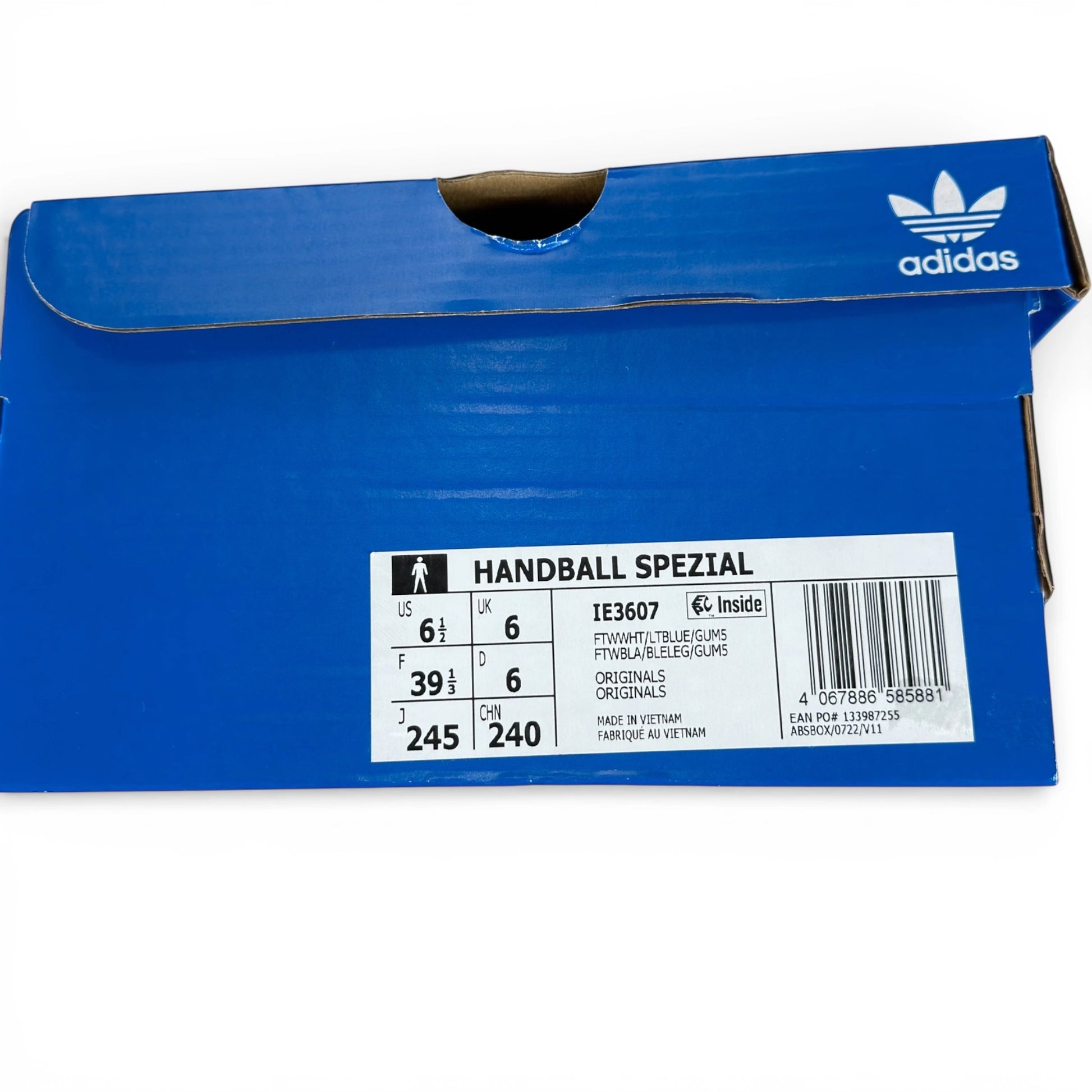 adidas Handball Spezial White Light Blue IE3607 – EU 39 1/3, brand new with original box