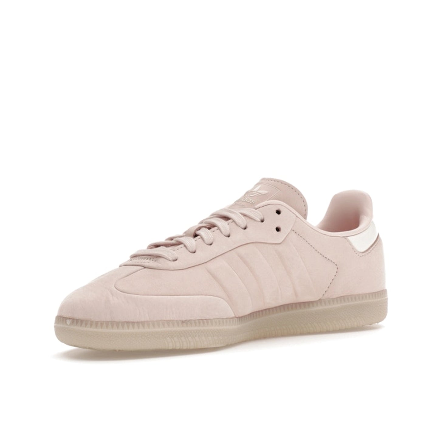 Adidas Samba Wonder sneakers, front view, model IE4958, all pink with light gum sole.