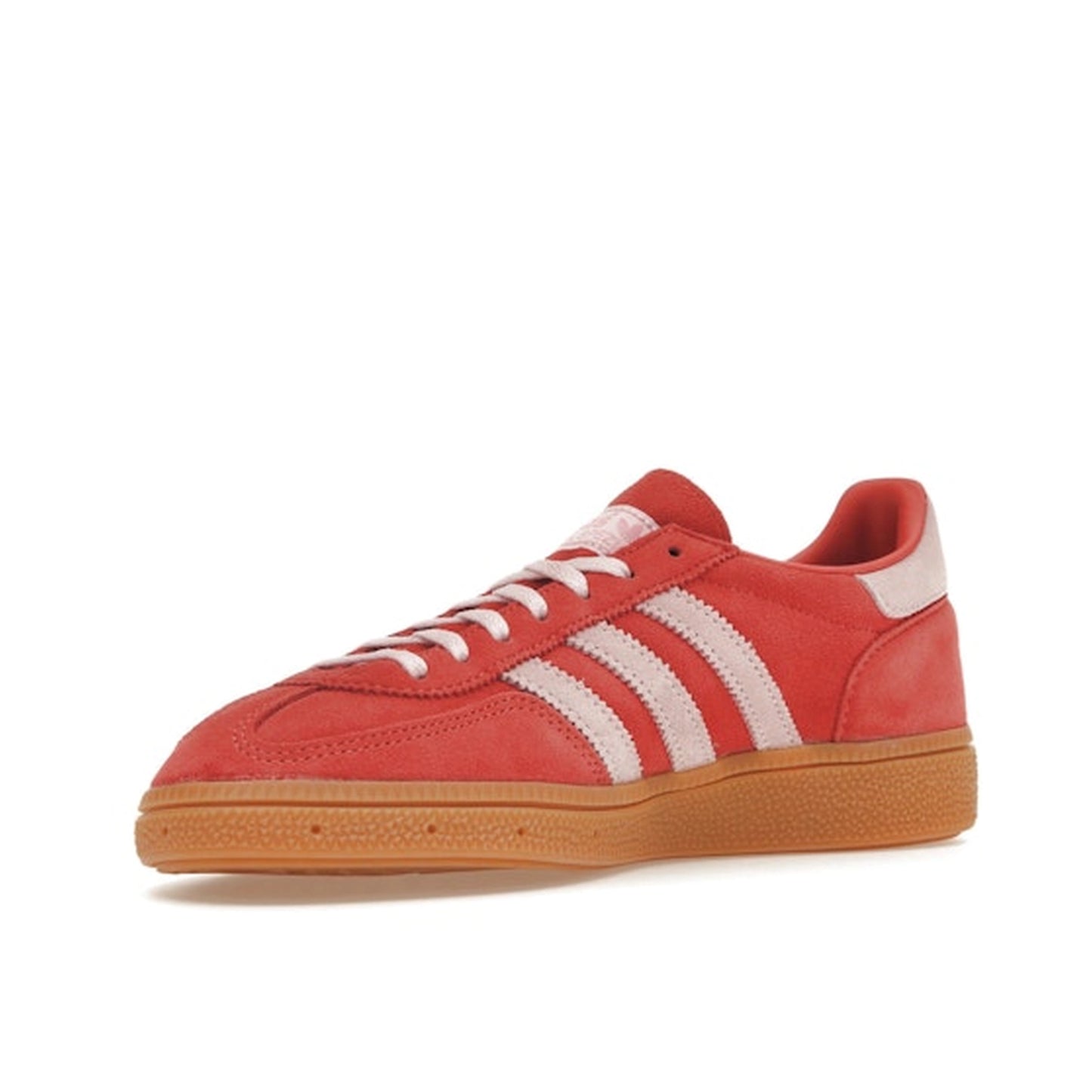 Adidas Handball Spezial sneakers, front view, model IE5894, bright red with clear pink.