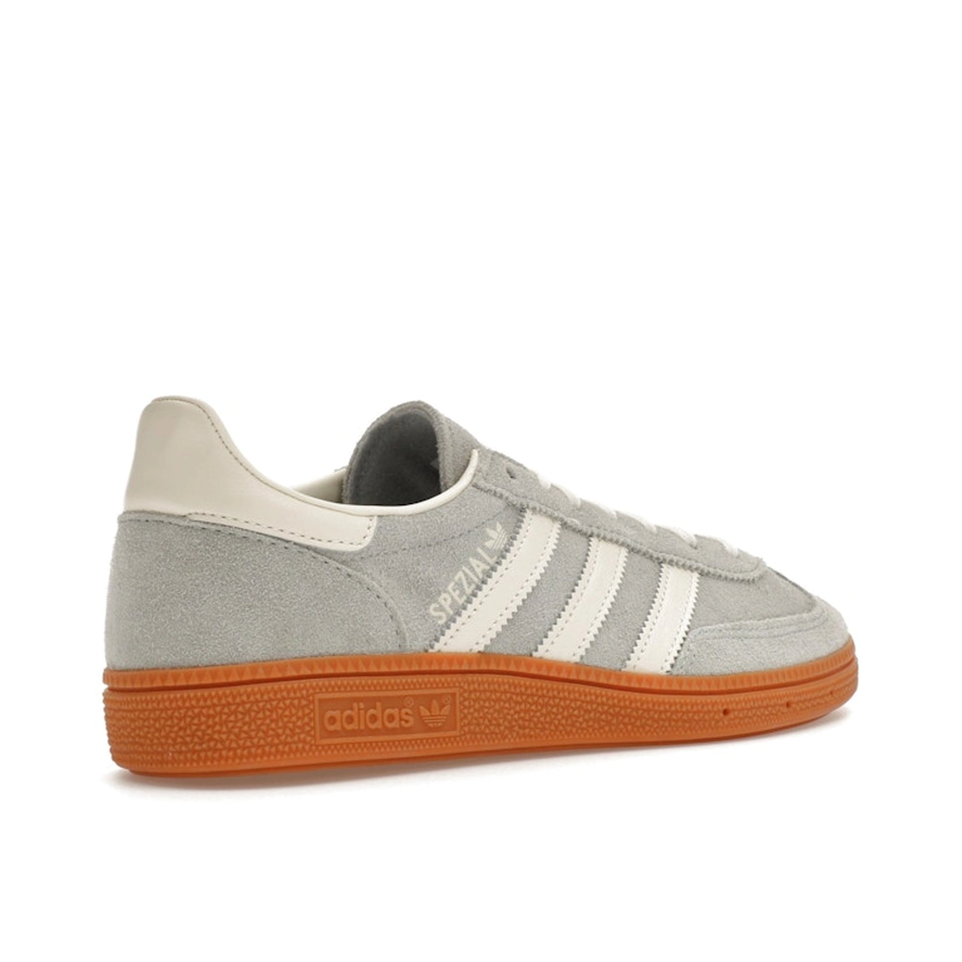 Adidas Handball Spezial Women's sneakers, back view, model IF6491, wonder silver, gum sole.