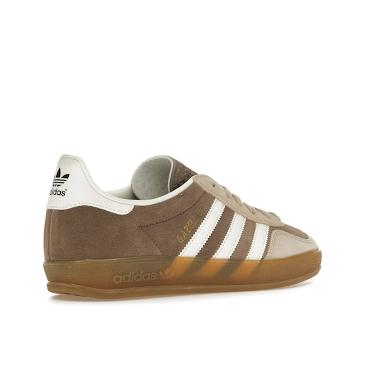 Adidas Gazelle Indoor sneakers, back view, model IF9646, in earth strata with magic beige details.