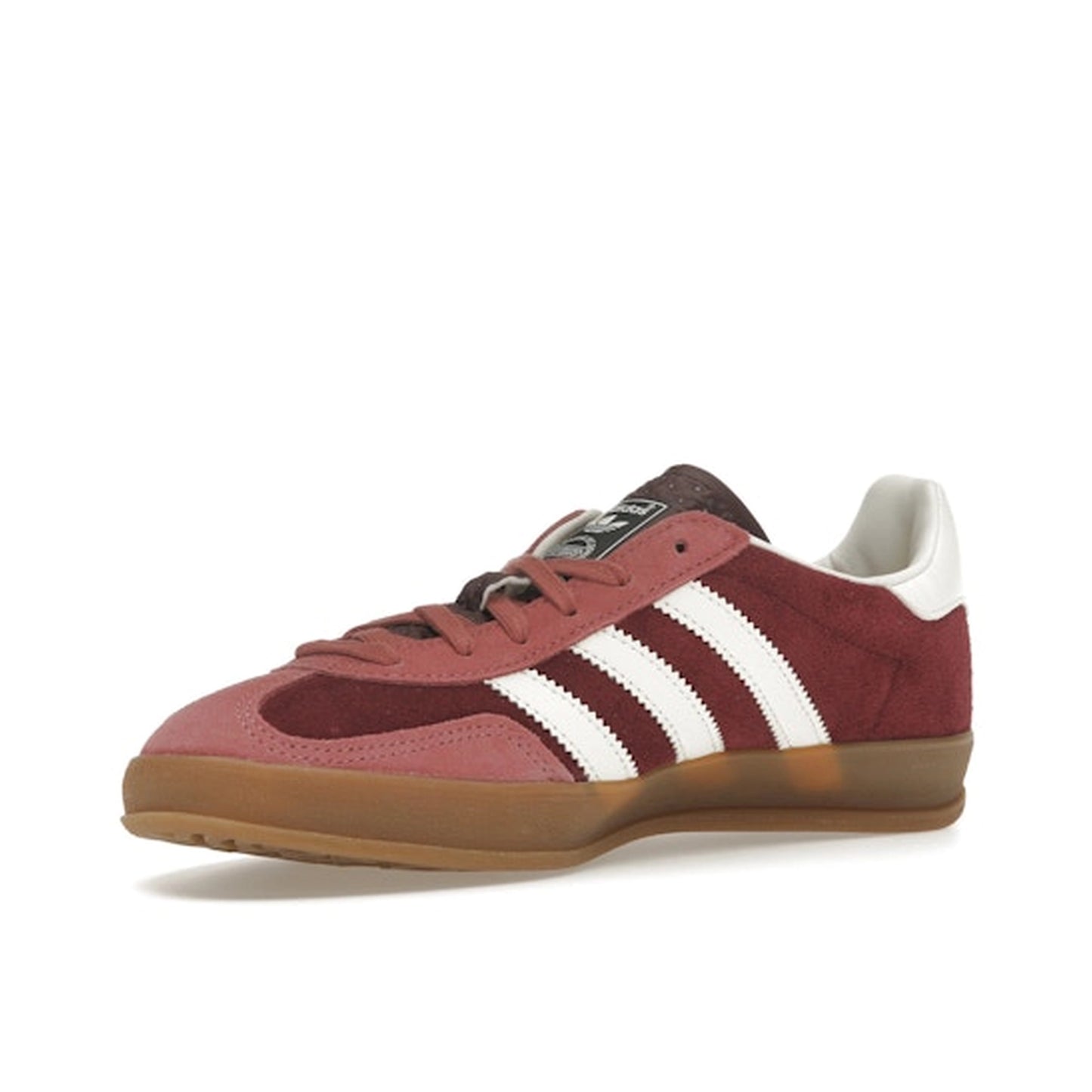 Adidas Gazelle Indoor Maroon sneakers, front view, model IF9647, featuring preloved crimson details.