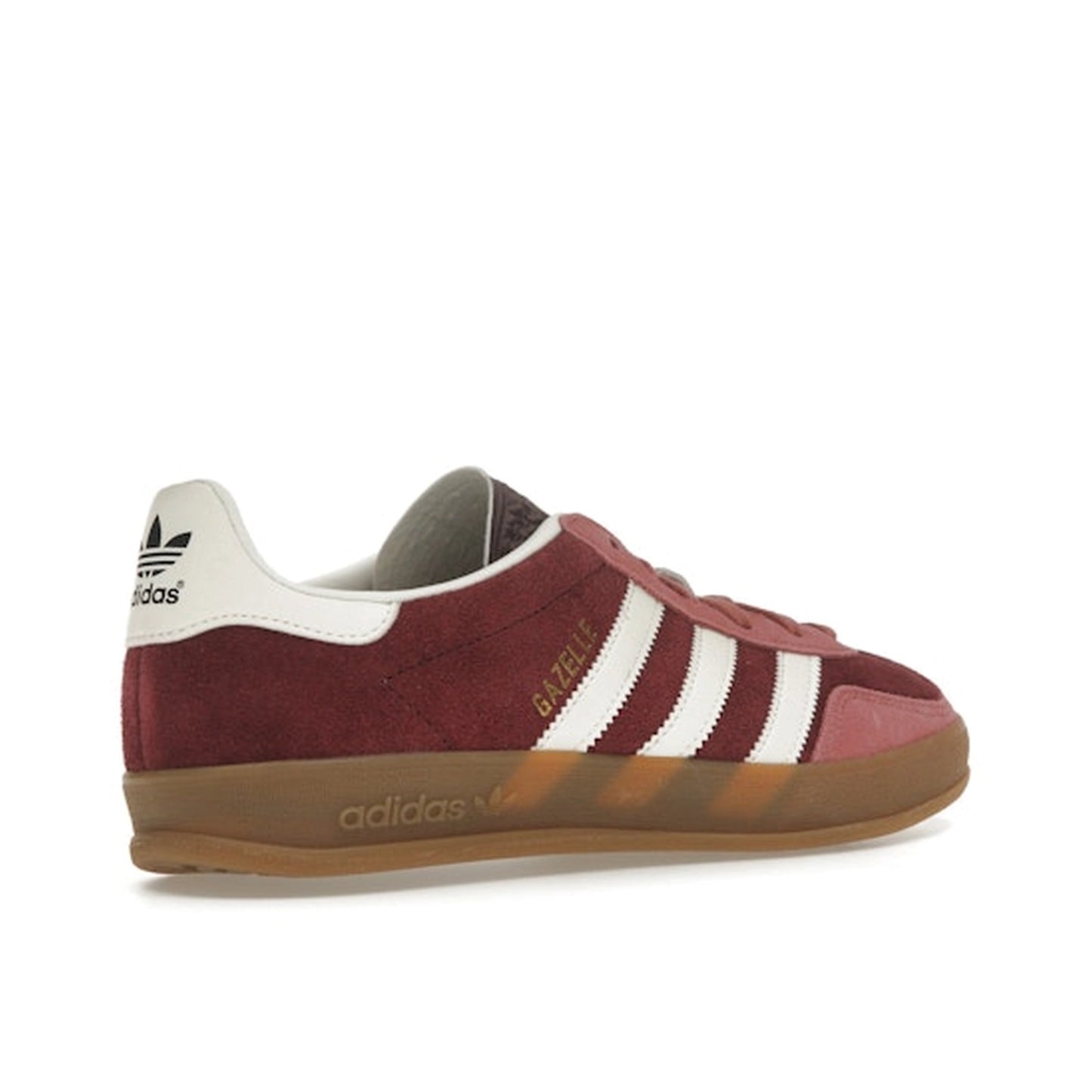 Adidas Gazelle Indoor Maroon sneakers, back view, model IF9647, featuring preloved crimson details.