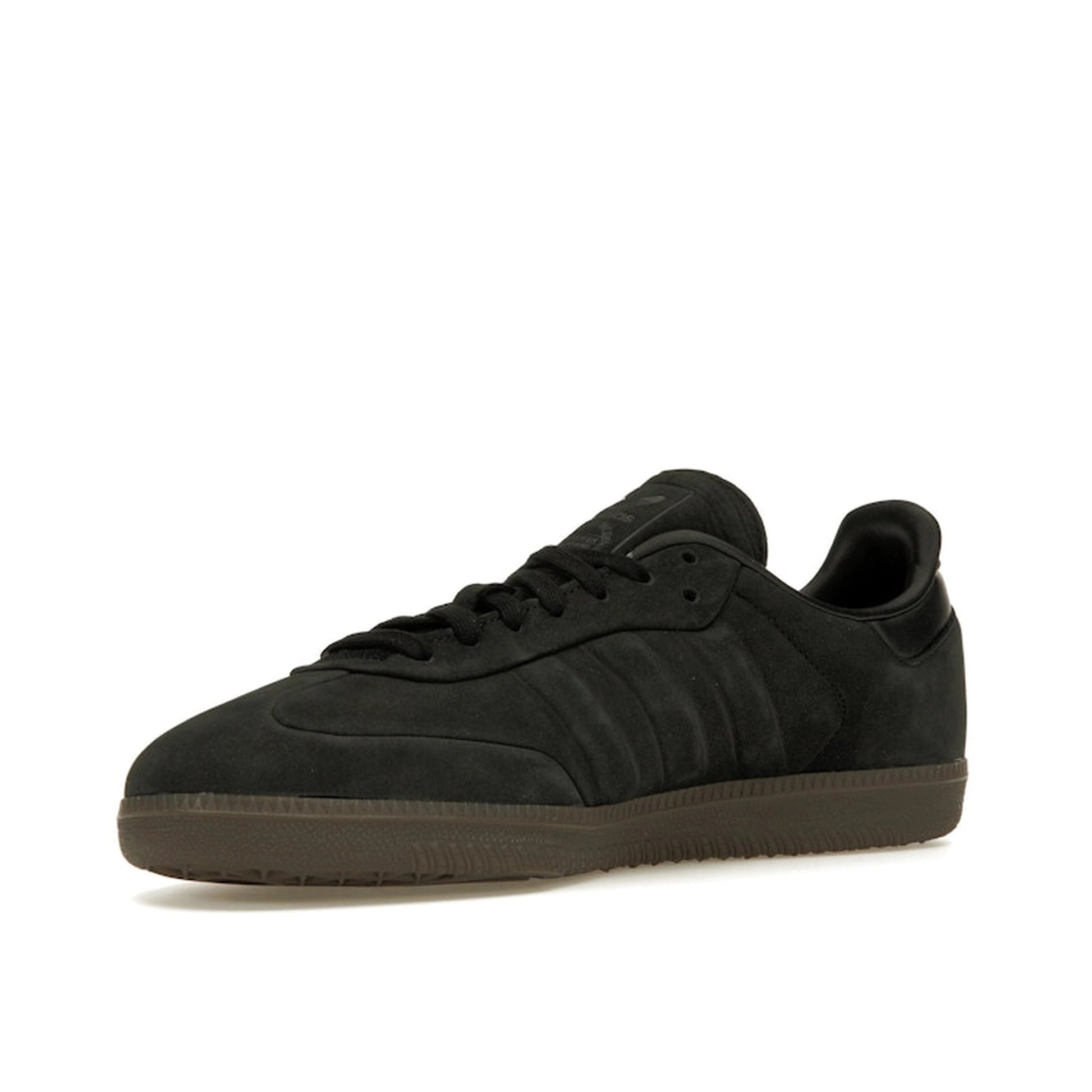 Adidas Samba OG Core Black sneakers, front view, model IG1237, classic black and gum sole.