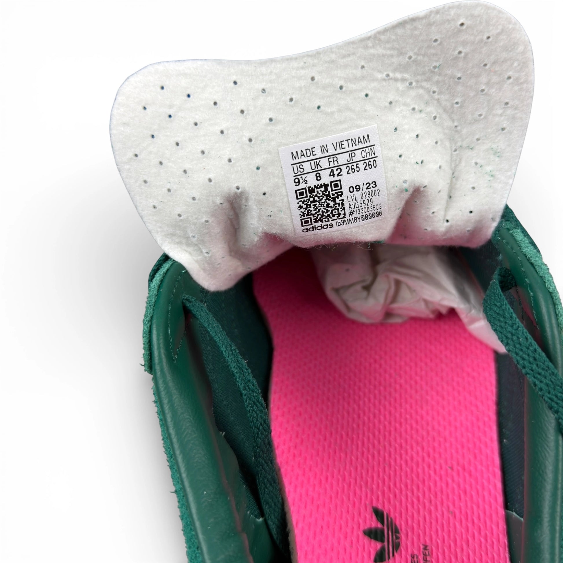 adidas Gazelle Indoor Collegiate Green Lucid Pink (Women’s) – size EU 42, brand new with original box