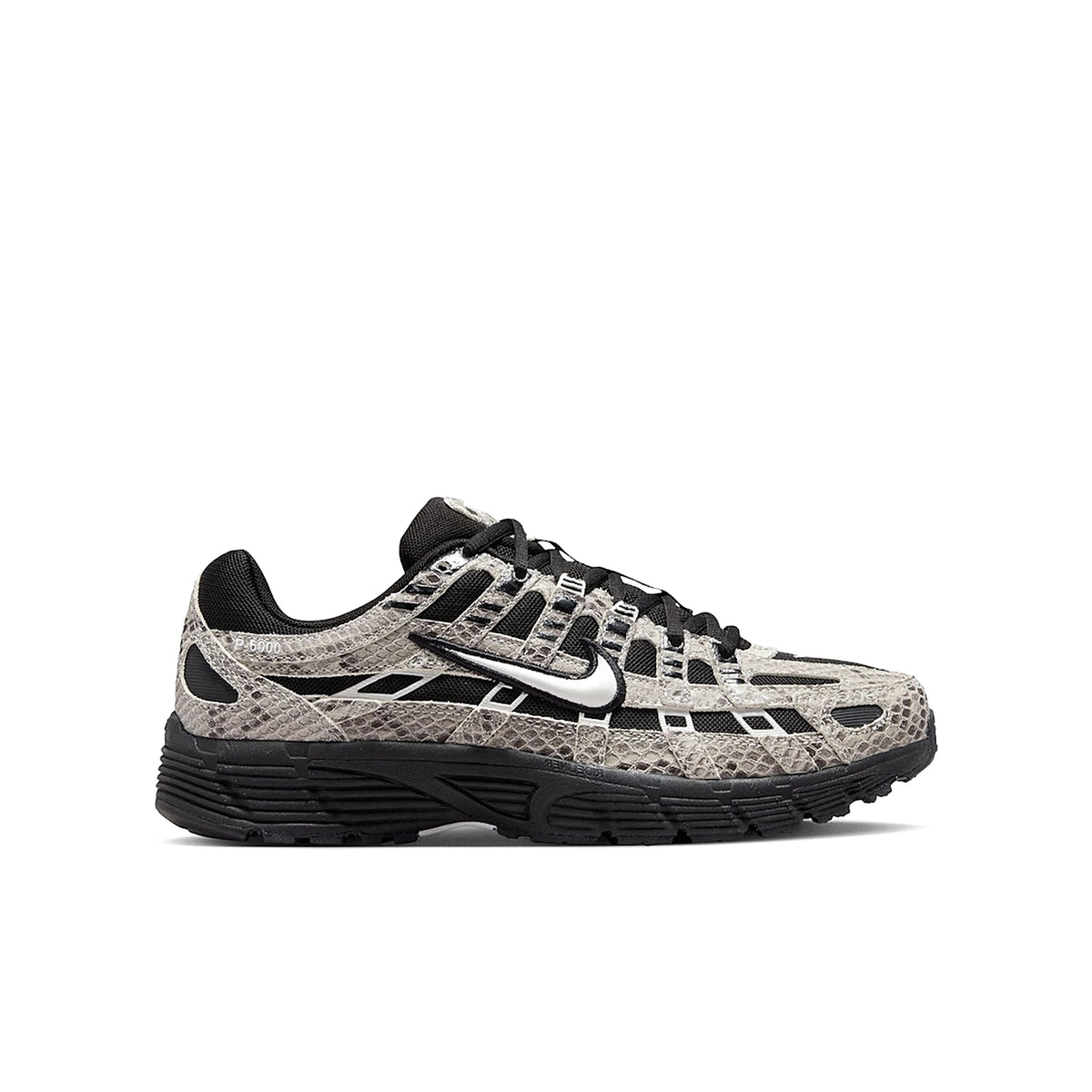 Nike P-6000 SE Snakeskin women's shoes in summit white, black and white leather