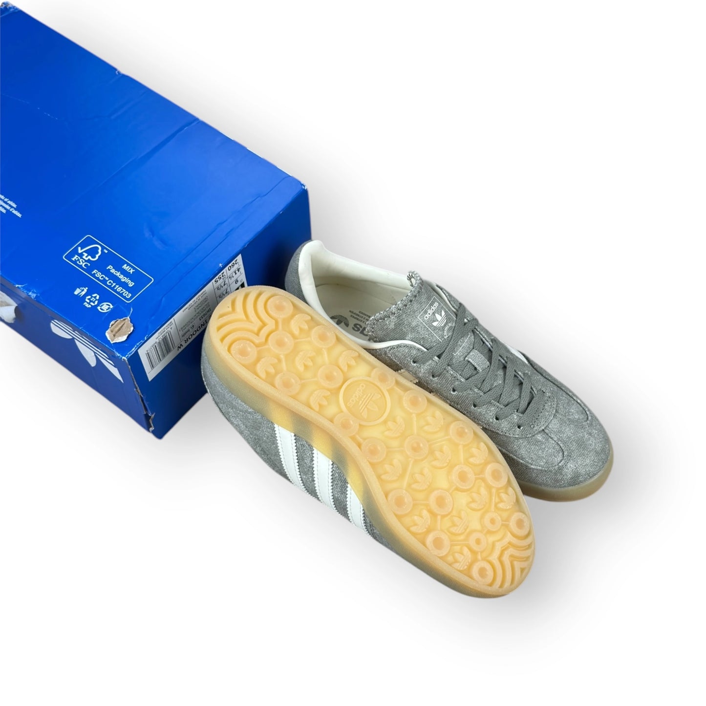 Adidas Gazelle Indoor Silver Pebble Off White Canvas IH7033 – EU 41 1/3, brand new with cut outlet box