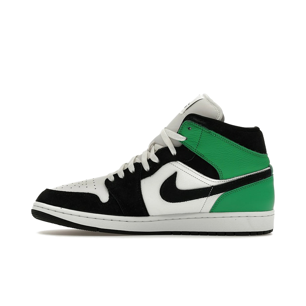 Nike Jordan 1 Mid SE in Summit White, Lucky Green, University Gold, Black, leather – image 3 of 4