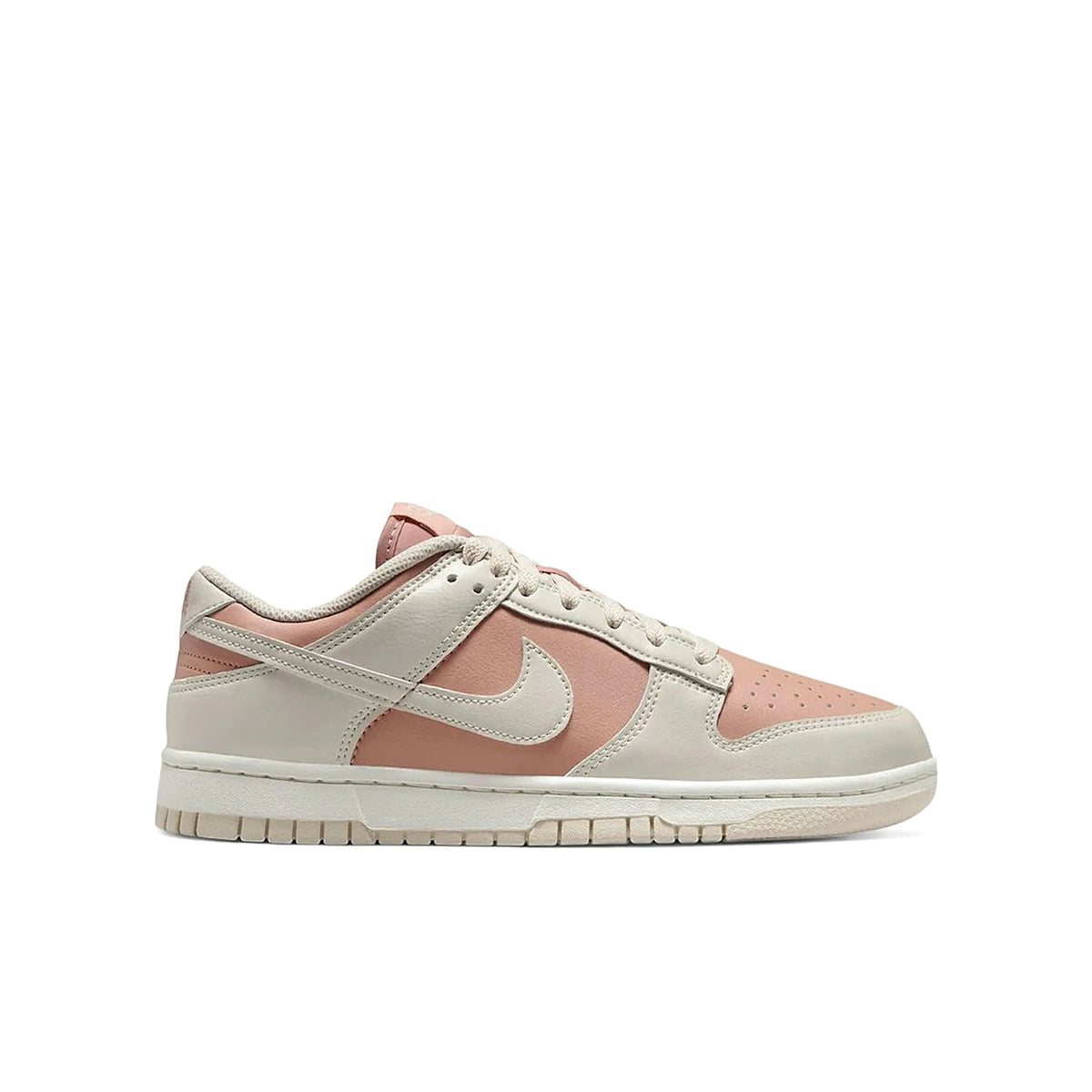 Nike Dunk Low women's shoes in pink oxford leather with sail accents