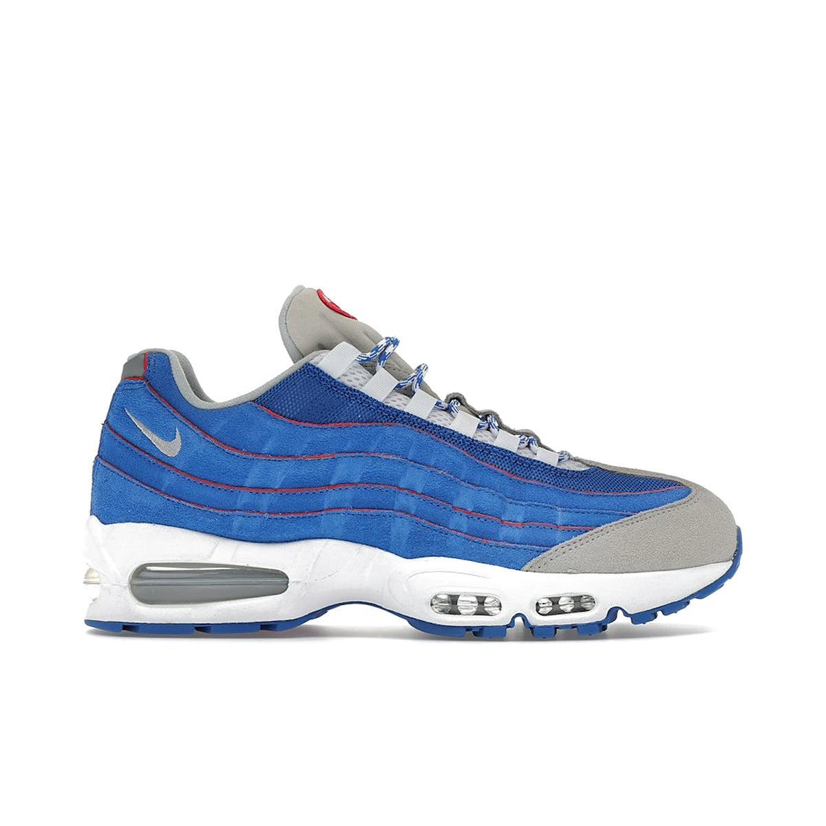 Nike Air Max 95 OG Big Bubble Lawson: white, silver, blue, smoke, action red denim.