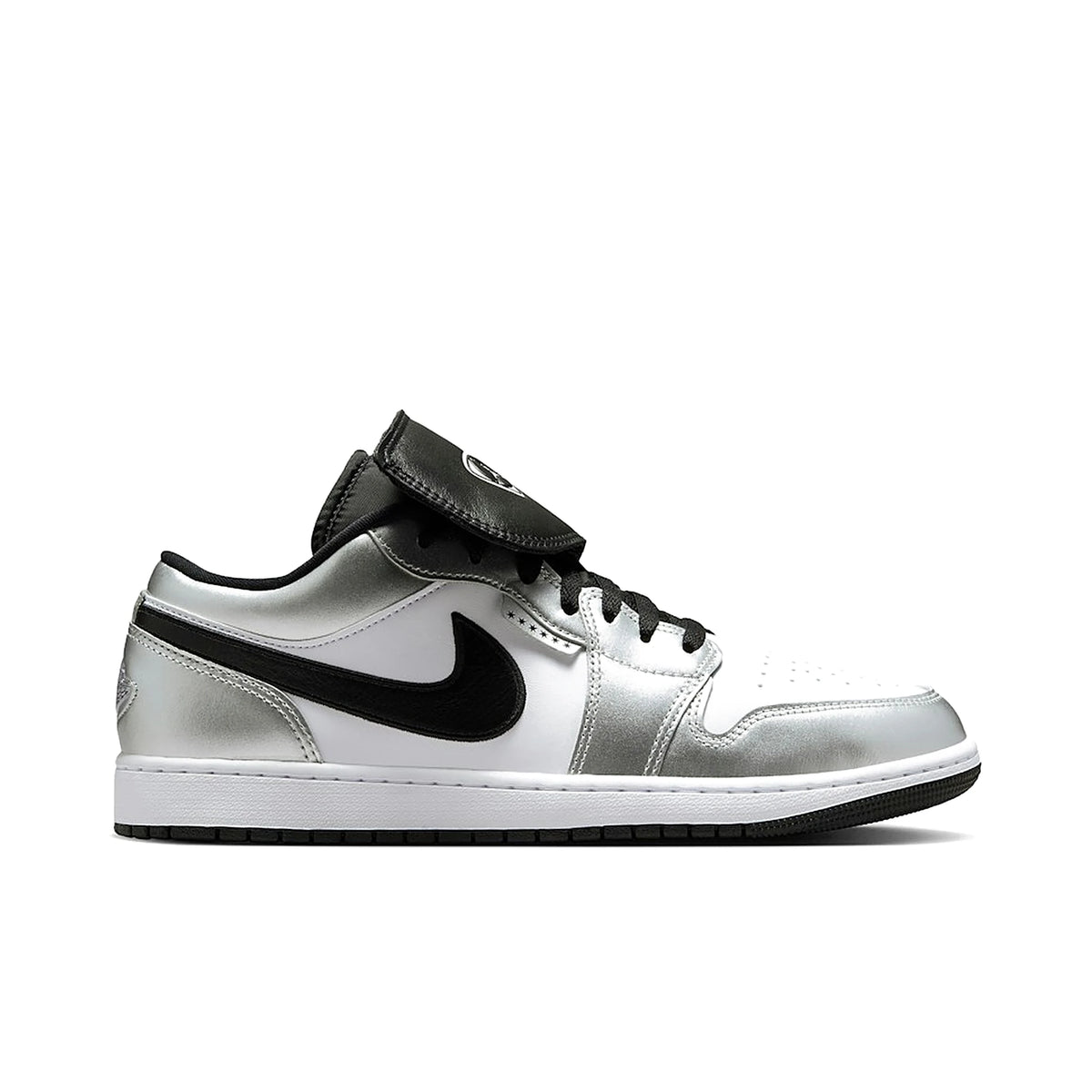 Nike Jordan 1 Low SE Metallic Silver, black and white leather