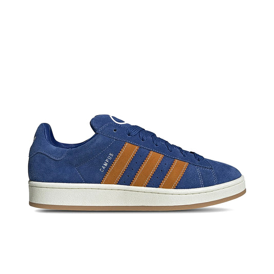 adidas Campus 00s in royal blue and orange, leather and denim.