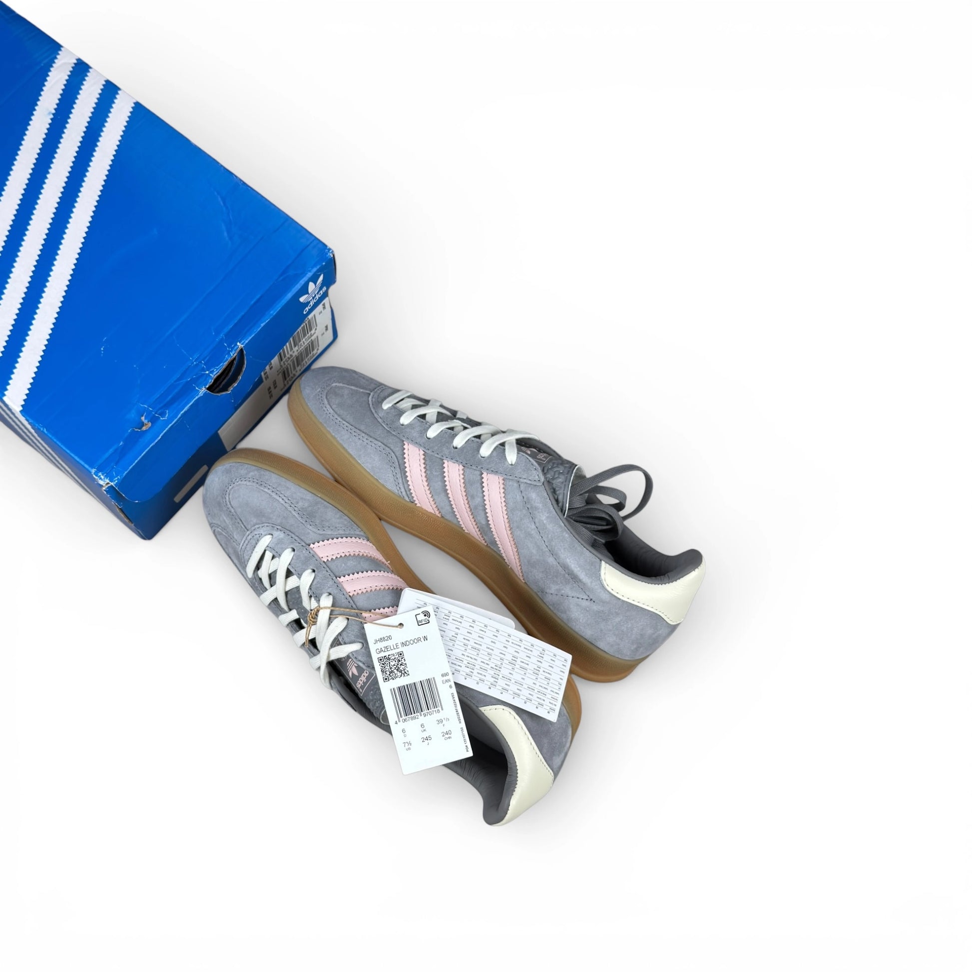 adidas Gazelle Indoor Grey Sandy Pink (Women’s) JH8820 – size EU 39⅓, brand new with replacement box