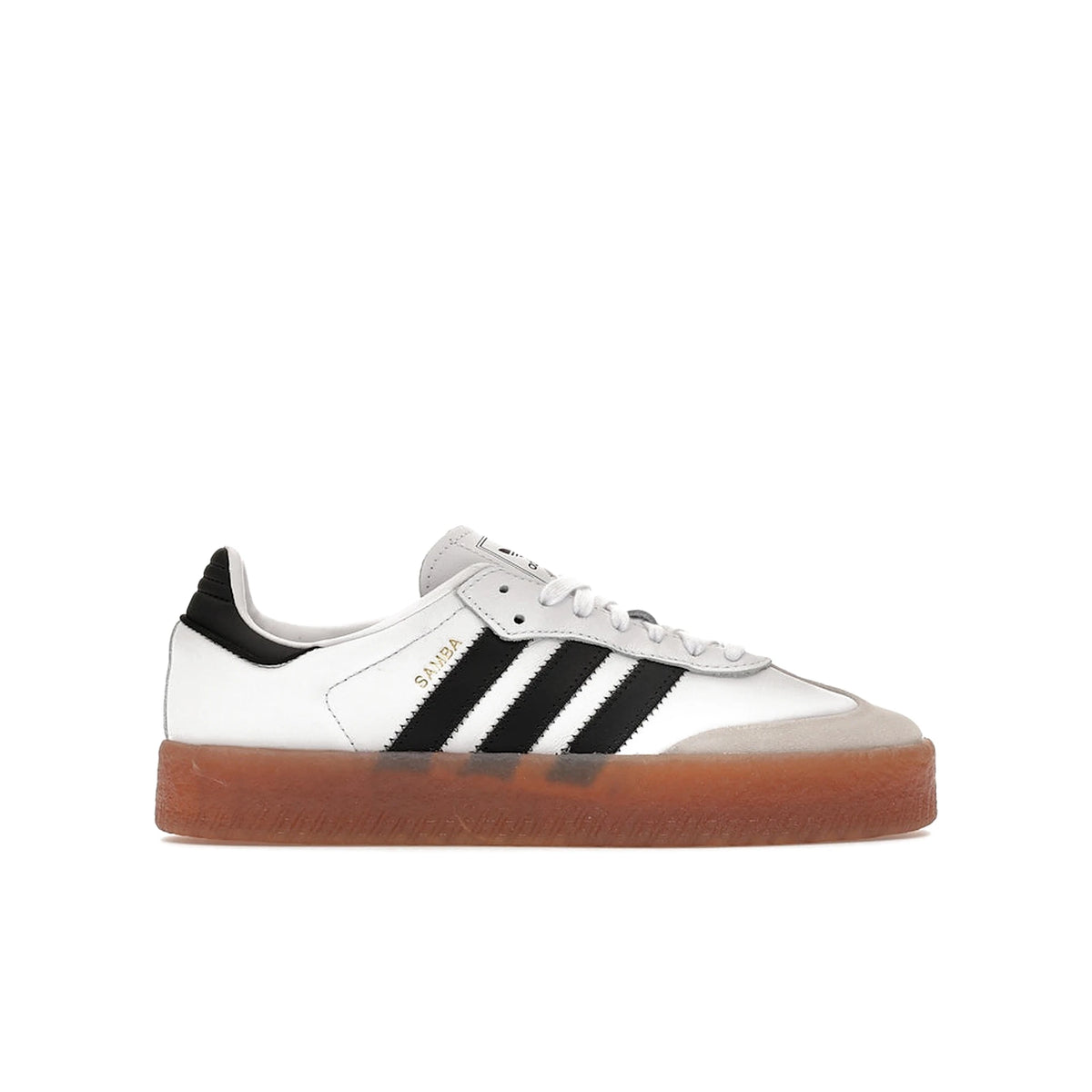 adidas Sambae Cloud White women's sneaker in cloud white, black and gold metallic textile