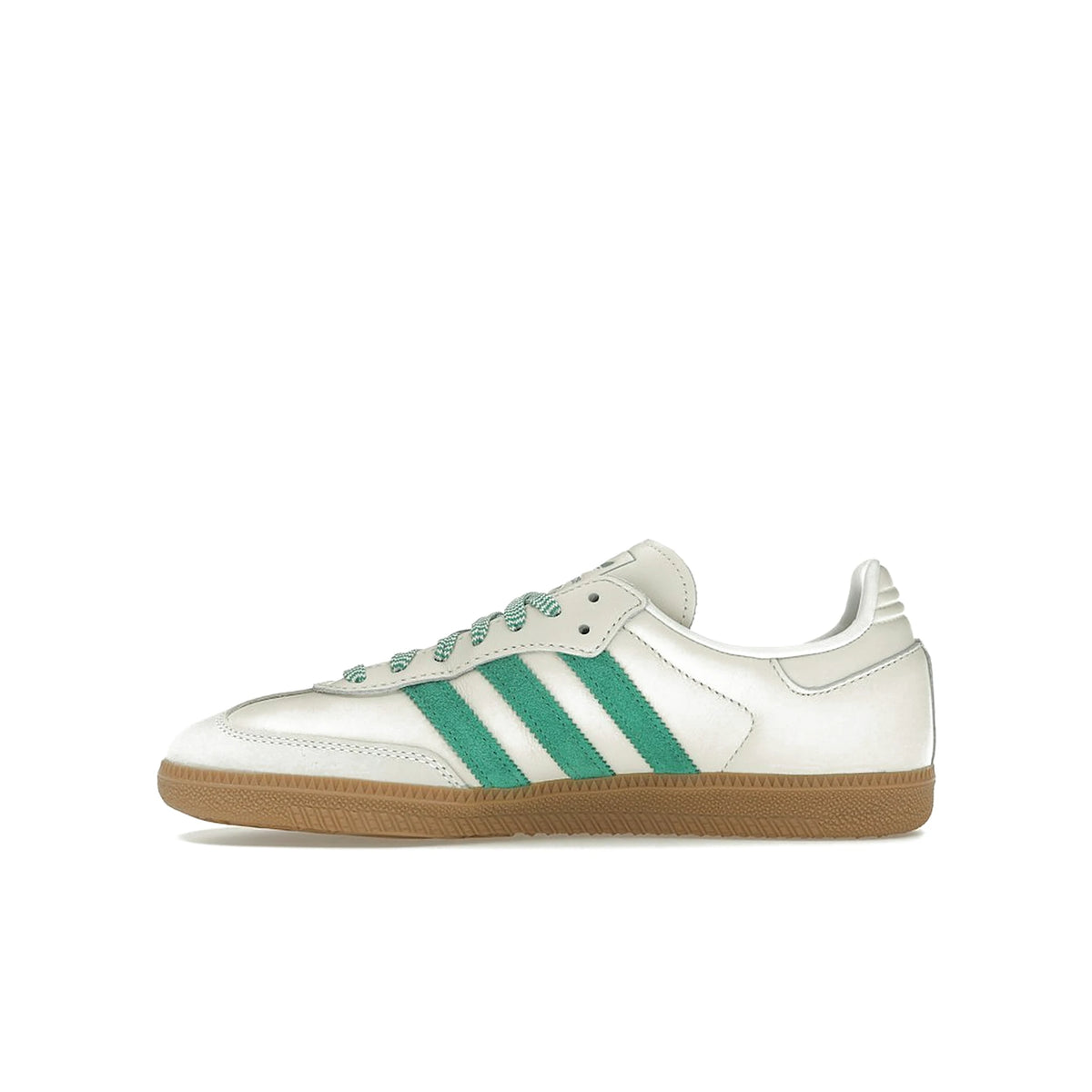 adidas samba women's sneaker in off‑white leather with court green and hazy green accents – image 3 of 4