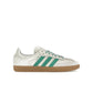 adidas samba women's sneaker in off‑white leather with court green and hazy green accents