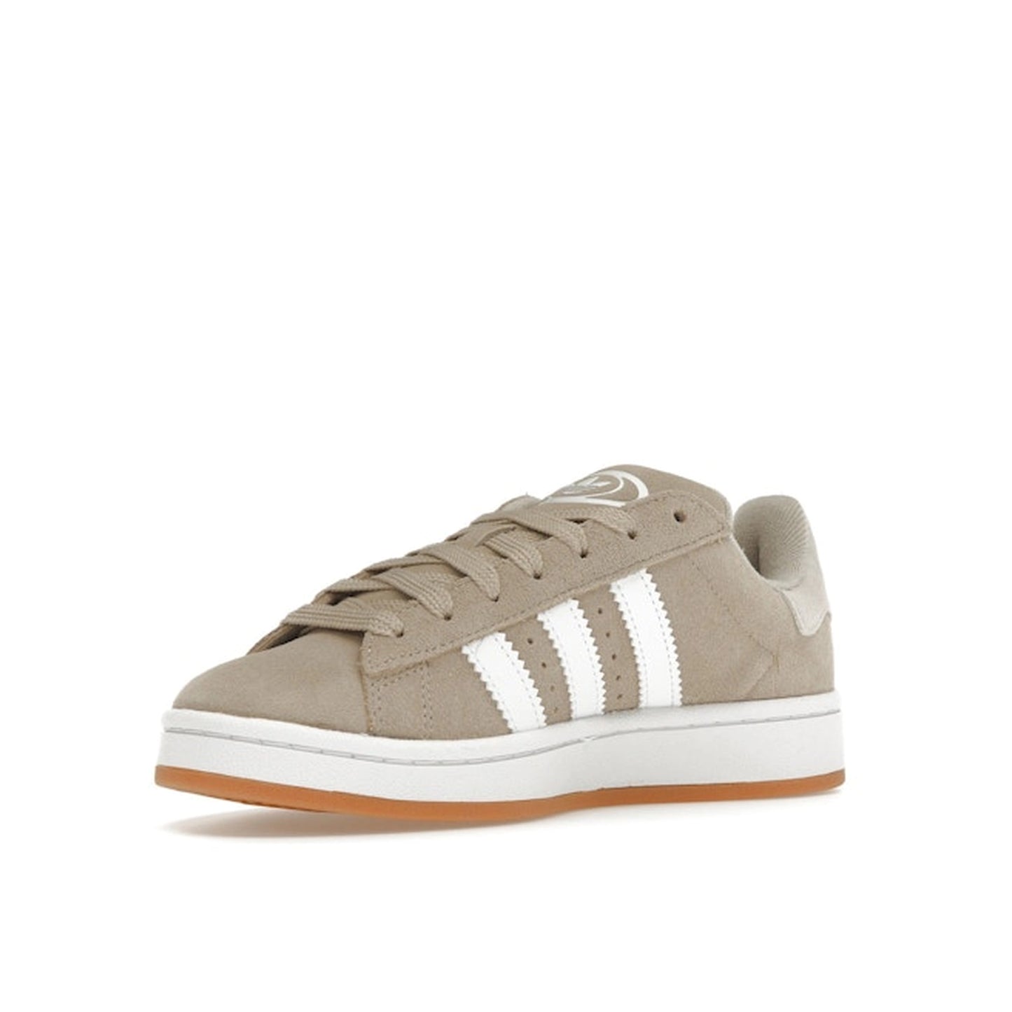 Adidas Campus 00 Wonder Beige sneakers, front view, model JI4461, in beige with white stripes.