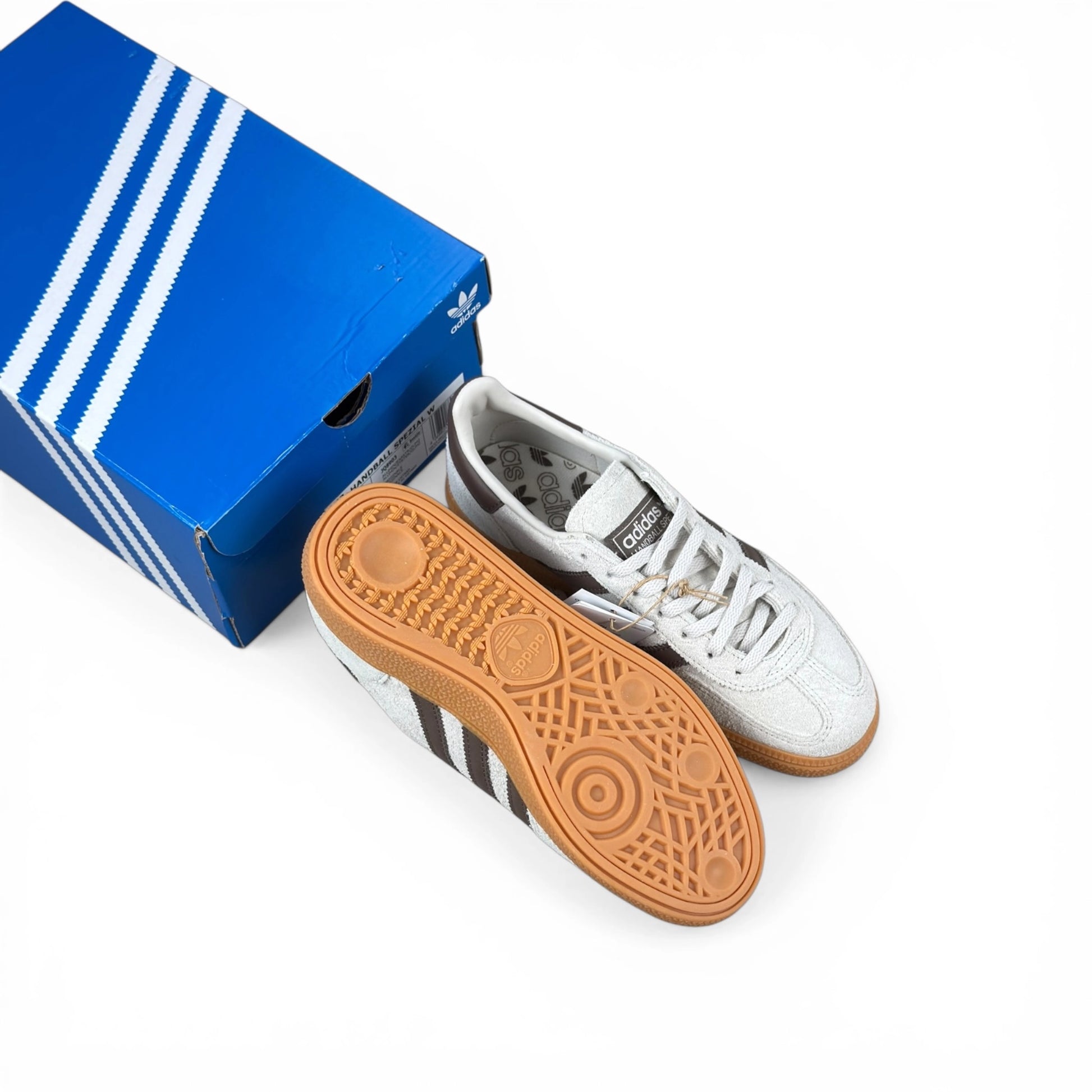 adidas Handball Spezial Off-White Earth Strata Gum (Women's) JQ8903 36 2/3 nuove con scatola intera