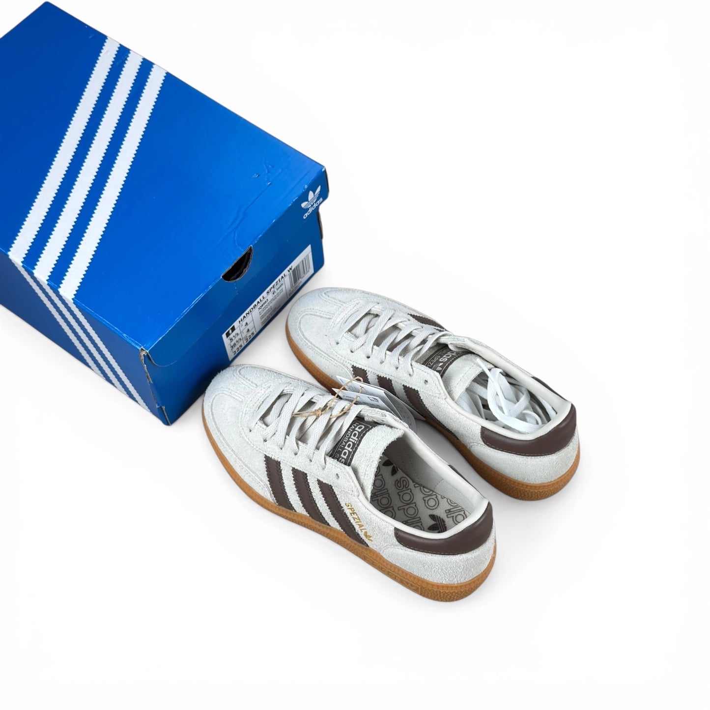 adidas Handball Spezial Off-White Earth Strata Gum (Women's) JQ8903 36 2/3 nuove con scatola intera