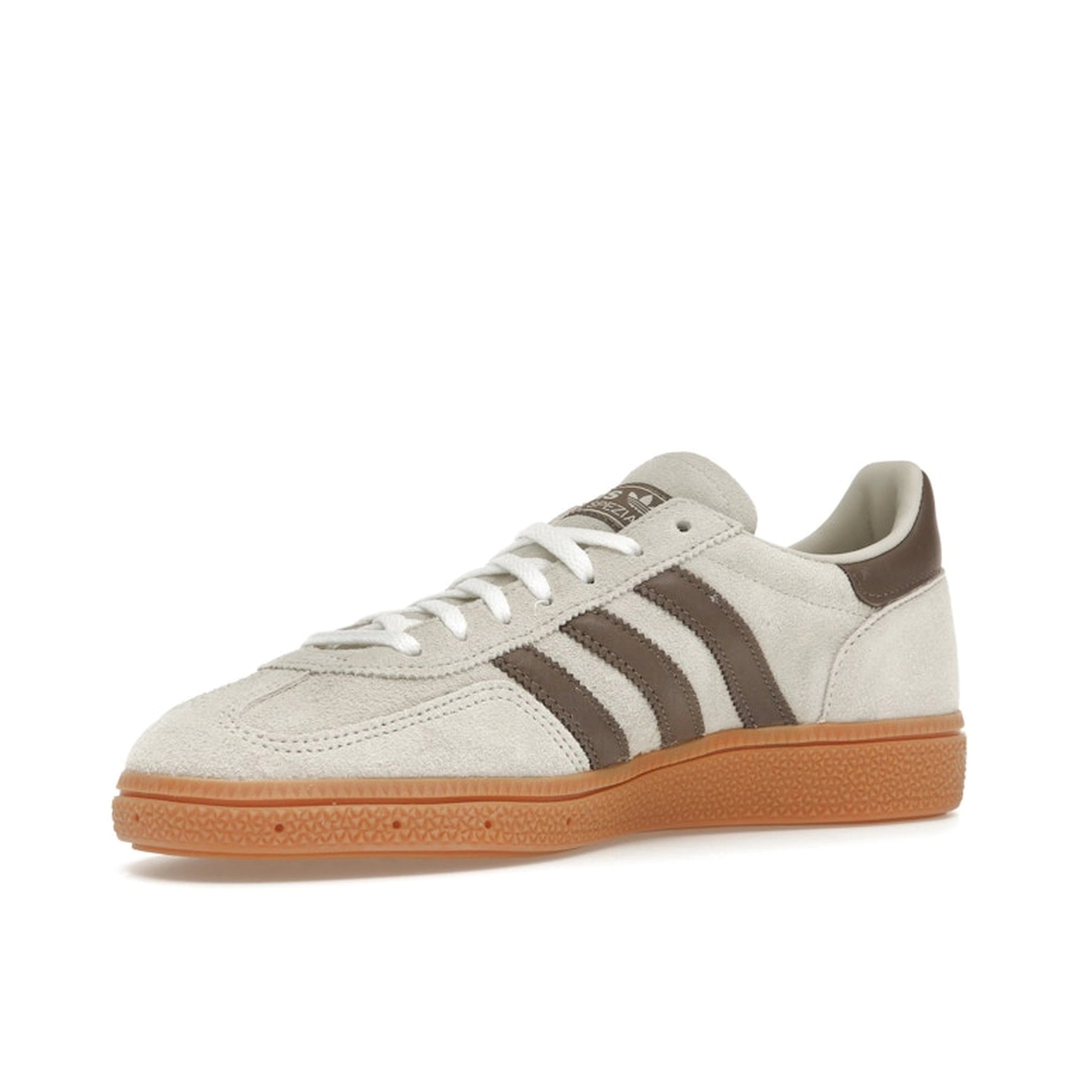 adidas Handball Spezial Off-White Earth Strata, front view, suede and leather upper with gum sole.