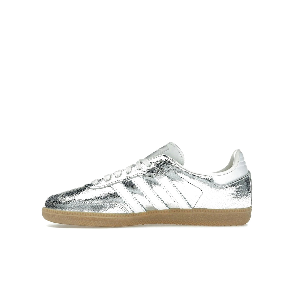 adidas Samba OG women's shoes in silver metallic leather with white and core white accents – image 3 of 4