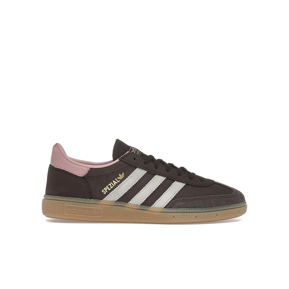 adidas Handball Spezial women's shoes in dark brown suede with alumina and wonder mauve accents