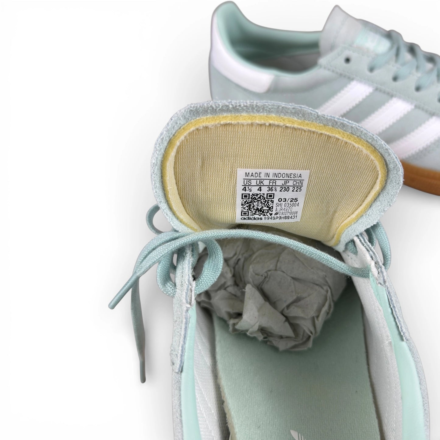 adidas Handball Spezial Ash Green / White / Gum (Junior’s) JR4970 – EU 36 2/3, brand new with original box