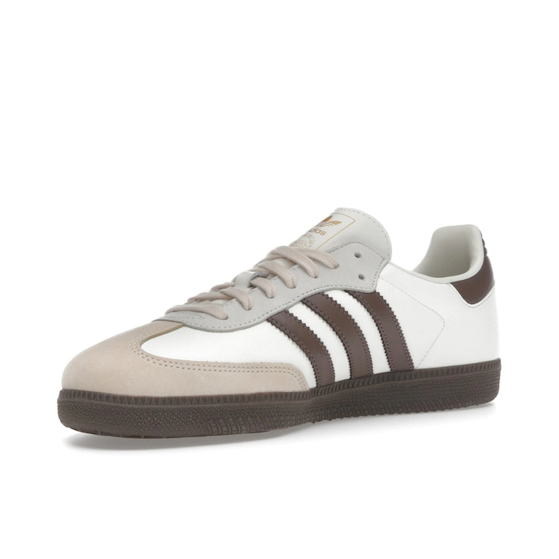 adidas Samba OG Off White Earth Strata, front view, smooth leather and suede with gum sole.