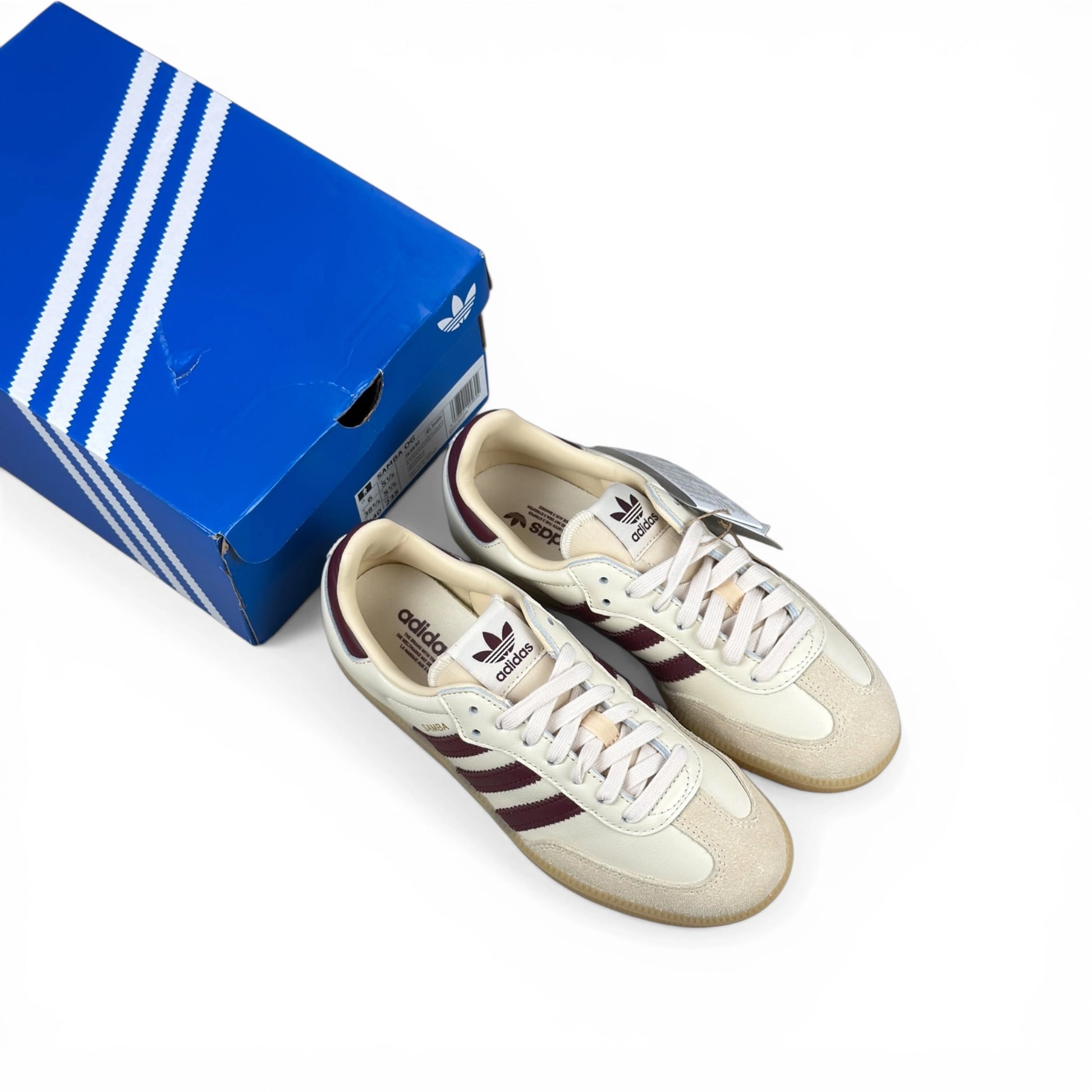 adidas Samba OG Wonder White Shadow Red JS3830 – EU 38 2/3, brand new with original box