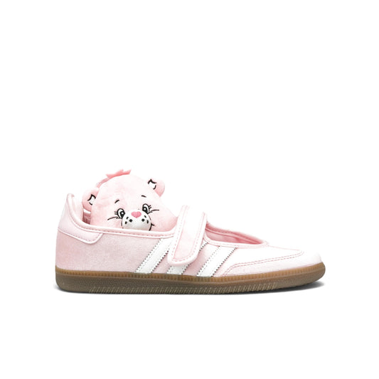 adidas Samba Jane Clear Pink women's shoes in solar gold, core black and gum suede