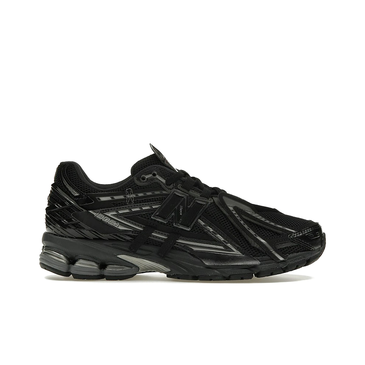 New Balance 1906A unisex black sneaker with dark silver metallic accents, leather construction.