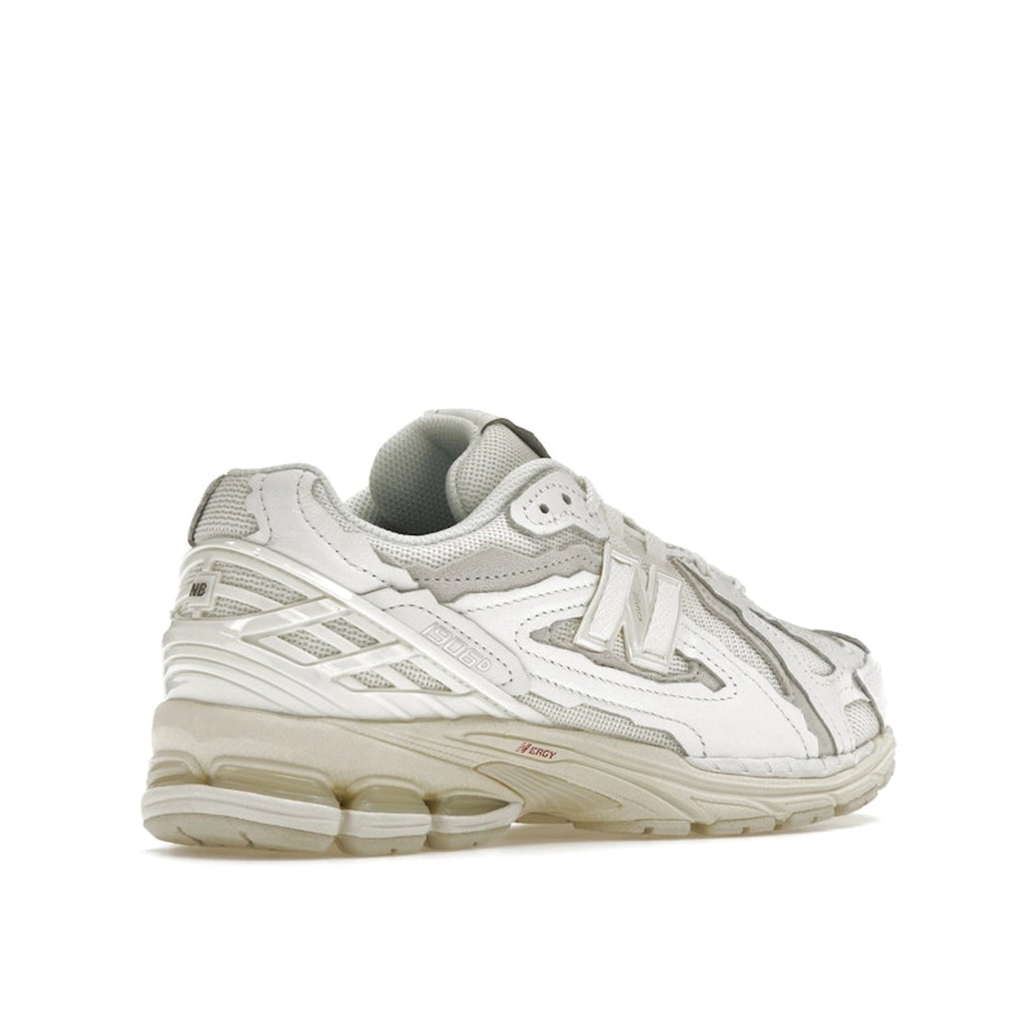 New Balance 1906D Protection Pack sneakers, back view, model M1906DE in total white.