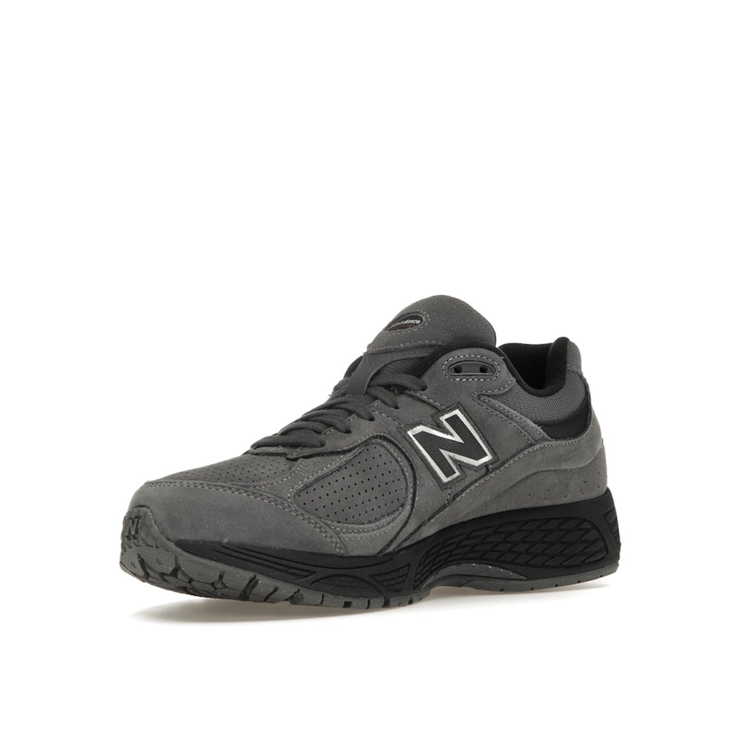 New Balance 2002R sneakers, front view, model M2002REH in castlerock with black details.