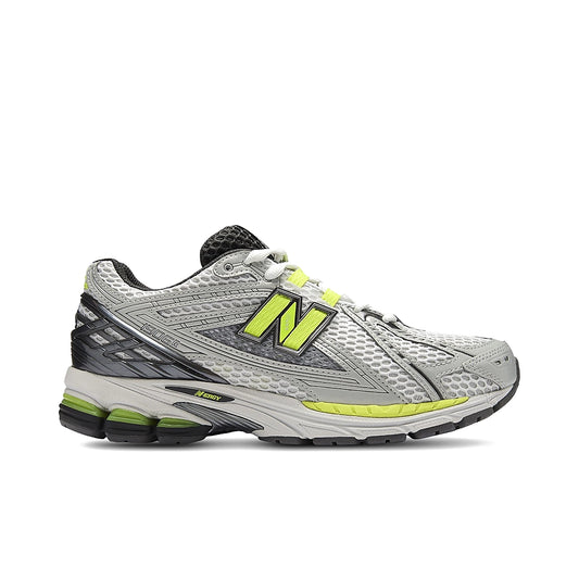 New Balance 1906R sneakers in light silver metallic with alkaline green mesh