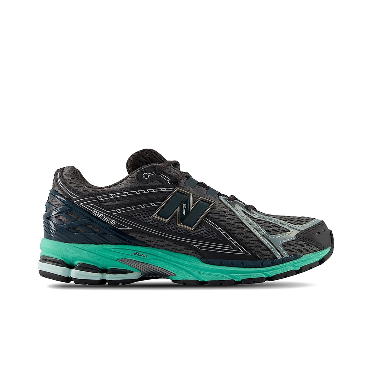 New Balance 1906R sneakers in black metallic with deep end accents, mesh upper