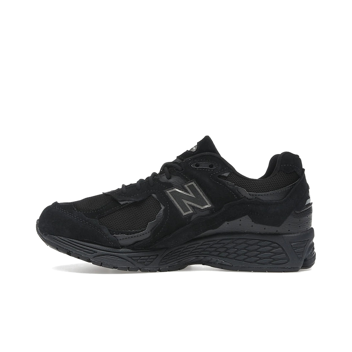 New Balance 2002R Protection Pack men’s sneaker in black with black metallic accents, leather – image 3 of 4