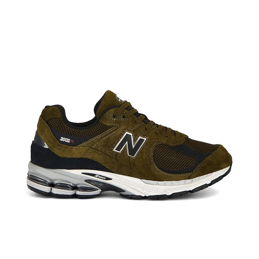New Balance 2002R men's shoes in woodland and black with mesh and suede