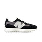 New Balance 327 men’s sneaker in black, pink and grey mesh and suede