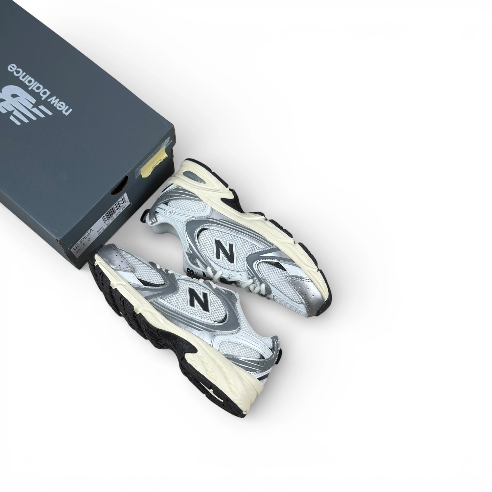 New Balance 530 Silver Metallic Black Cement U530ESA – size EU 38.5, brand new with original box