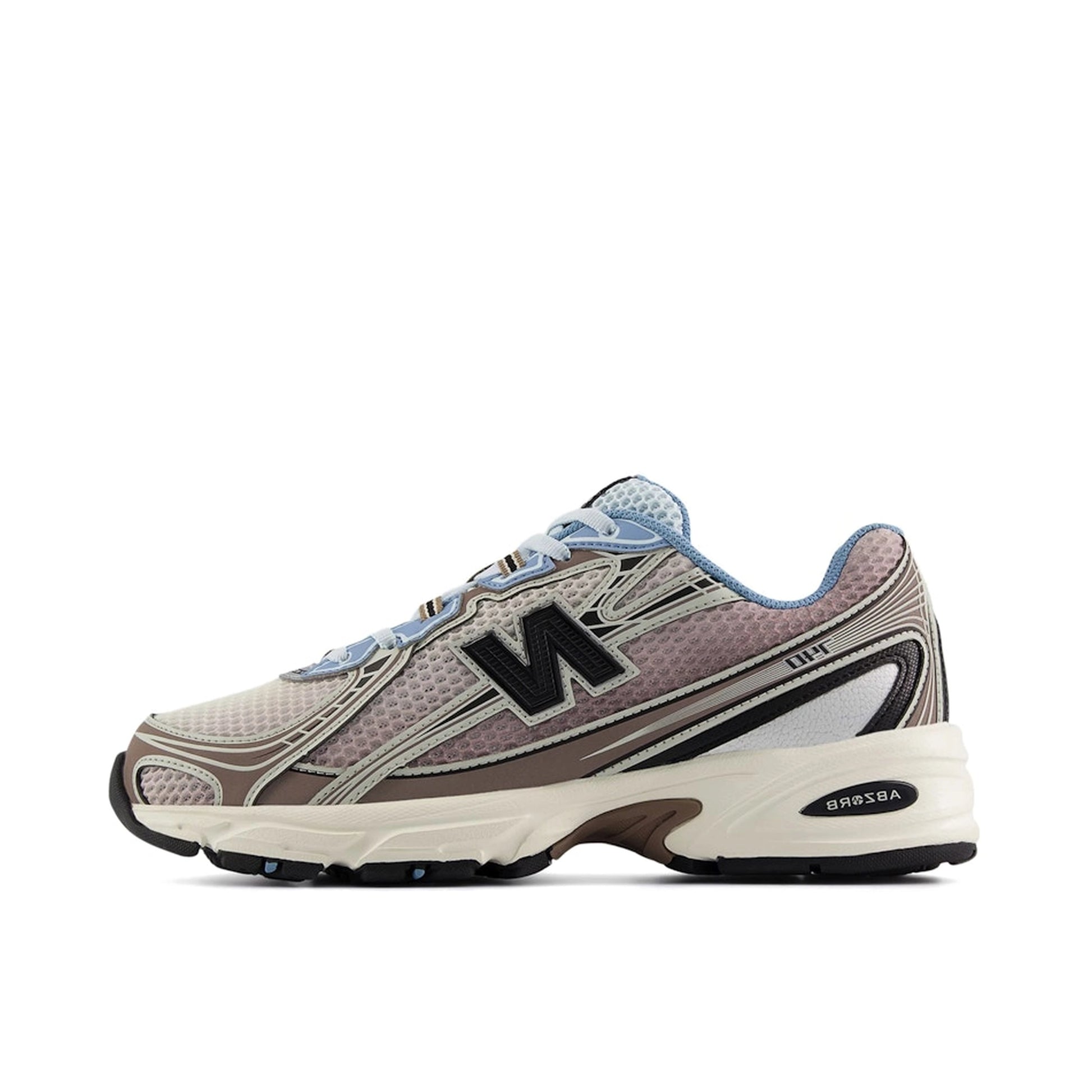 New Balance 740v2 Sea Salt Earth Shadow U740BL2, side view, in cream mesh with earthy grey suede overlays.