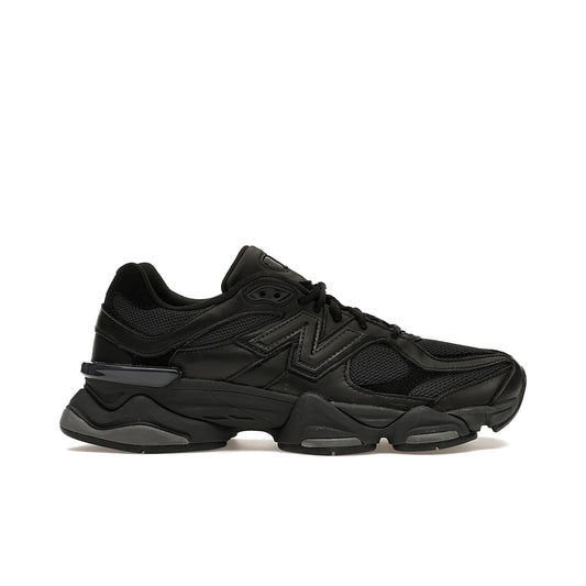 New Balance 9060 triple black leather men's shoes in black leather